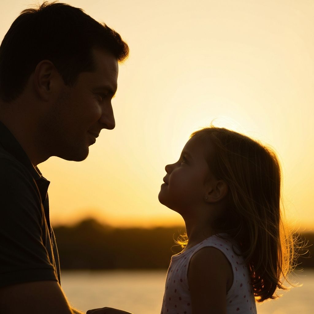 Father and daughter silhouette